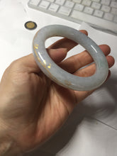Load image into Gallery viewer, 56.5mm 100% Natural type A icy watery green/blue carved and golden-painted chubby round cut Jadeite Jade bangle PC75
