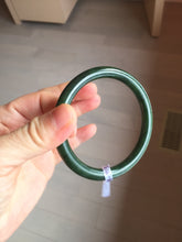 Load image into Gallery viewer, 60mm certified 100% Natural dark green/black round cut nephrite (碧玉)  bangle HN65-9156
