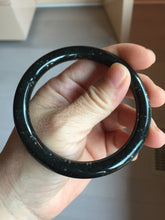 Load image into Gallery viewer, 58.6mm 100% Natural Dark Green/Black Meteorite Starry Night Sky Galaxy Nephrite Bangle HN181-0565
