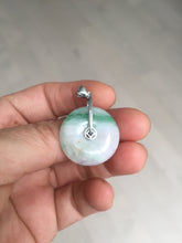 Load image into Gallery viewer, 23.5/4.9mm Type A 100% Natural green white Jadeite Jade Safety Guardian Button donuts Pendant BP115

