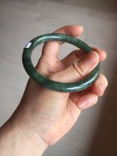 Load image into Gallery viewer, 60.2mm Certified Type A 100% Natural oily dark green(老油青) gray black round cut Jadeite Jade bangle BH102-0692
