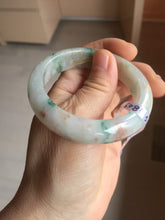 Load image into Gallery viewer, 51mm certified 100% natural Type A light green red with green floating flowers carved and golden-painted jadeite jade bangle PF80-6081
