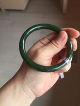 Load image into Gallery viewer, 60mm certified 100% Natural dark green/black round cut nephrite (碧玉)  bangle HN65-9156
