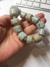 Load image into Gallery viewer, AllaboutjadeCanada.com only 54–58mm 100% Natural Type A light Green, yellow, purple, brown &amp; Gray Jadeite Cylinder Bead Bracelet PC245 add on item.
