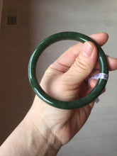 Load image into Gallery viewer, 60mm certified 100% Natural dark green/black round cut nephrite (碧玉)  bangle HN65-9156
