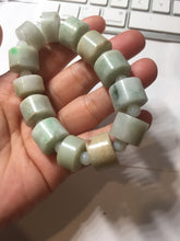 Load image into Gallery viewer, AllaboutjadeCanada.com only 54–58mm 100% Natural Type A light Green, yellow, purple, brown &amp; Gray Jadeite Cylinder Bead Bracelet PC245 add on item.
