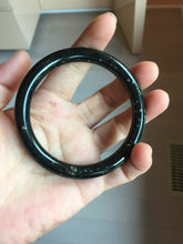 Load image into Gallery viewer, 58.6mm 100% Natural Dark Green/Black Meteorite Starry Night Sky Galaxy Nephrite Bangle HN181-0565
