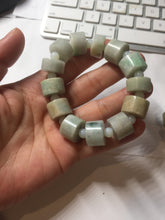 Load image into Gallery viewer, AllaboutjadeCanada.com only 54–58mm 100% Natural Type A light Green, yellow, purple, brown &amp; Gray Jadeite Cylinder Bead Bracelet PC245 add on item.
