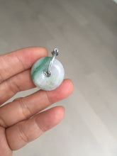 Load image into Gallery viewer, 23.5/4.9mm Type A 100% Natural green white Jadeite Jade Safety Guardian Button donuts Pendant BP115
