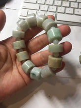 Load image into Gallery viewer, AllaboutjadeCanada.com only 54–58mm 100% Natural Type A light Green, yellow, purple, brown &amp; Gray Jadeite Cylinder Bead Bracelet PC245 add on item.
