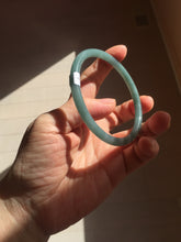 Load image into Gallery viewer, 62mm Certified Type A 100% Natural light green/blue/gray Guatemala slim round cut Jadeite bangle BP219-3808
