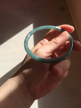 Load image into Gallery viewer, 62mm Certified Type A 100% Natural light green/blue/gray Guatemala slim round cut Jadeite bangle BP219-3808
