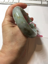 Load image into Gallery viewer, 59.2mm Type A 100% Natural light green brown chubby autumn leaves jadeite jade bangle G55
