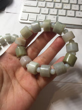 Load image into Gallery viewer, AllaboutjadeCanada.com only 54–58mm 100% Natural Type A light Green, yellow, purple, brown &amp; Gray Jadeite Cylinder Bead Bracelet PC245 add on item.
