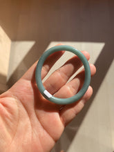 Load image into Gallery viewer, 48mm Certified Type A 100% Natural deep sea green/blue/gray/white oval round cut Guatemala Jadeite bangle KS95-2468
