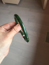 Load image into Gallery viewer, 62mm certified 100% Natural dark green/black round cut nephrite (碧玉) bangle HN66-9144
