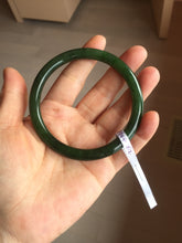 Load image into Gallery viewer, 62mm certified 100% Natural dark green/black round cut nephrite (碧玉) bangle HN66-9144
