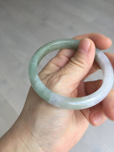 Load image into Gallery viewer, 54.5mm Certified type A 100% Natural green white light purple half mountain half water two-tone(半山半水) Jadeite bangle PE23-5466
