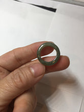 Load image into Gallery viewer, 100% natural type A ice watery oily dark green/gray/black(冰油青) jadeite jade band ring PC77
