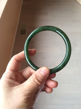 Load image into Gallery viewer, 62mm certified 100% Natural dark green/black round cut nephrite (碧玉) bangle HN66-9144
