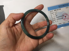 Load image into Gallery viewer, 60.5mm Certified Type A 100% Natural dark green blue gray black slim round cut Guatemala Jadeite bangle PC176-2056
