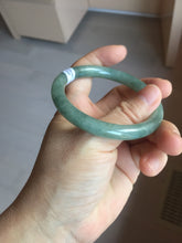 Load image into Gallery viewer, 54.5mm Certified type A 100% Natural dark green gray round cut Jadeite bangle PD44-9590
