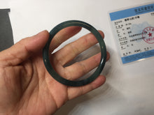Load image into Gallery viewer, 60.5mm Certified Type A 100% Natural dark green blue gray black slim round cut Guatemala Jadeite bangle PC176-2056
