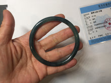 Load image into Gallery viewer, 60.5mm Certified Type A 100% Natural dark green blue gray black slim round cut Guatemala Jadeite bangle PC176-2056
