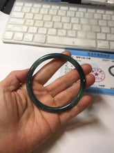 Load image into Gallery viewer, 60.5mm Certified Type A 100% Natural dark green blue gray black slim round cut Guatemala Jadeite bangle PC176-2056
