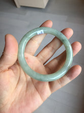 Load image into Gallery viewer, 55.5mm Certified type A 100% Natural  light green gray round cut Jadeite bangle PD43-9583
