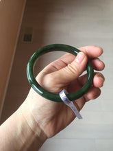 Load image into Gallery viewer, 61mm certified 100% Natural dark green/black nephrite (碧玉) bangle HN69-1573
