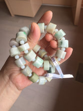 Load image into Gallery viewer, AllaboutjadeCanada.com only 54–58mm 100% Natural Type A light Green, yellow, purple, brown &amp; Gray Jadeite Cylinder Bead Bracelet PC245 add on item.
