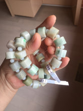 Load image into Gallery viewer, AllaboutjadeCanada.com only 54–58mm 100% Natural Type A light Green, yellow, purple, brown &amp; Gray Jadeite Cylinder Bead Bracelet PC245 add on item.
