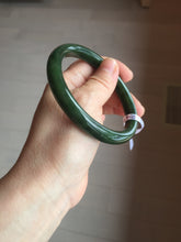 Load image into Gallery viewer, 61mm certified 100% Natural dark green/black nephrite (碧玉) bangle HN69-1573
