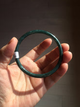 Load image into Gallery viewer, 59.5mm Certified Type A 100% Natural dark green/blue/gray with Guatemala slim round cut Jadeite bangle BG201-8853

