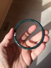 Load image into Gallery viewer, 59.5mm Certified Type A 100% Natural dark green/blue/gray with Guatemala slim round cut Jadeite bangle BG201-8853
