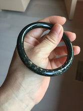 Load image into Gallery viewer, 59mm 100% Natural Dark Green/Black Meteorite Starry Night Sky Galaxy Nephrite Bangle HN179-0578
