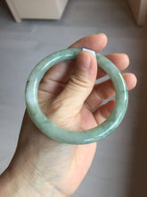 Load image into Gallery viewer, 55.5mm Certified type A 100% Natural  light green gray round cut Jadeite bangle PD41-9580
