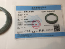 Load image into Gallery viewer, 56.4mm certified type A 100% Natural oily dark green gray black with flying snow Jadeite jade bangle PC202-7675
