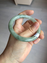 Load image into Gallery viewer, 55.5mm Certified type A 100% Natural  light green gray round cut Jadeite bangle PD41-9580
