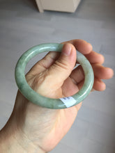 Load image into Gallery viewer, 55.5mm Certified type A 100% Natural  light green gray round cut Jadeite bangle PD41-9580
