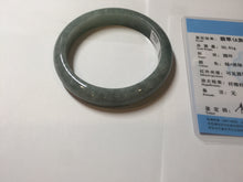 Load image into Gallery viewer, 56.4mm certified type A 100% Natural oily dark green gray black with flying snow Jadeite jade bangle PC202-7675
