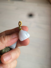 Load image into Gallery viewer, 100% Natural type A dark green/purple/gray Jadeite Jade lotus pod hanger BF40
