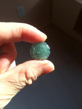 Load image into Gallery viewer, 100% Natural blue green gray Guatemala jadeite Jade flower pendant group AR113

