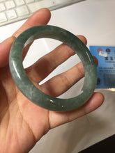 Load image into Gallery viewer, 56.4mm certified type A 100% Natural oily dark green gray black with flying snow Jadeite jade bangle PC202-7675
