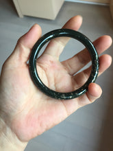 Load image into Gallery viewer, 59mm 100% Natural Dark Green/Black Meteorite Starry Night Sky Galaxy Nephrite Bangle HN179-0578
