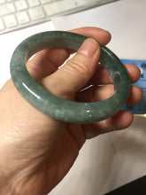 Load image into Gallery viewer, 56.4mm certified type A 100% Natural oily dark green gray black with flying snow Jadeite jade bangle PC202-7675
