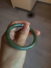 Load image into Gallery viewer, 50.5mm certificated Type A 100% Natural dark green/gray round cut oval Jadeite Jade bangle BK47-2879
