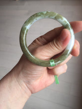 Load image into Gallery viewer, 53.6mm 100% natural Type A brown green white flat round cut jadeite jade bangle F58-7010
