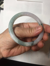 Load image into Gallery viewer, 53.3mm Certified Type A 100% Natural light green purple with green floating flowers round cut Jadeite bangle PB169-4722
